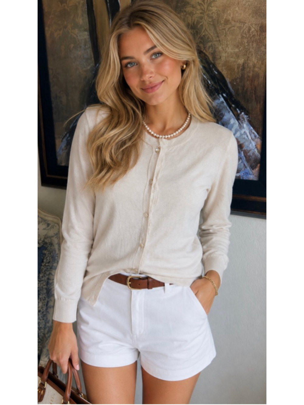Women's J.CREW Beige Cardigan Sweater S